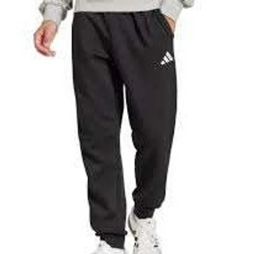 Adidas Mens Fleece Joggers Black Drawstring‎ Sweatpants Small Logo Activewear